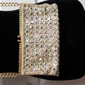 1960's Delill Iridescent Rhinestone Satin Evening Bag